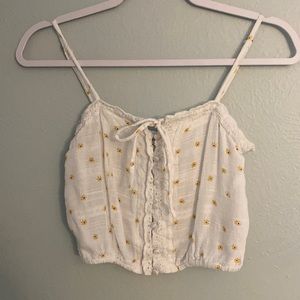 Aeropostale, white floral tank top, size xs